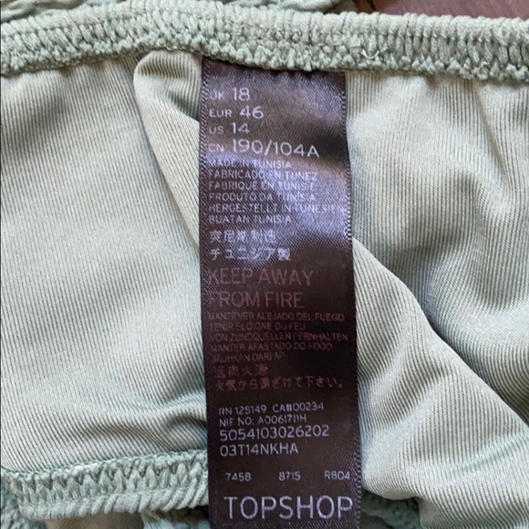 TOPSHOP‎ bikini swim top-sage green smocked - Picture 6 of 6